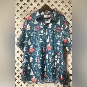 Men's J&Dhuasha  Blue and Red Christmas Shirt Santa Claus size 2xl